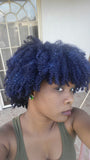 temporary hair colour afro basking in blue